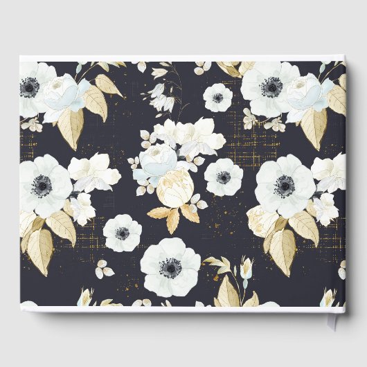 Elegant Blue Floral in het liefhebben van geheugen Gastenboek (Achterkant)