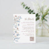 Elegant Blue Floral Informatiekaartje (Staand voorkant)