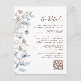 Elegant Blue Floral Informatiekaartje