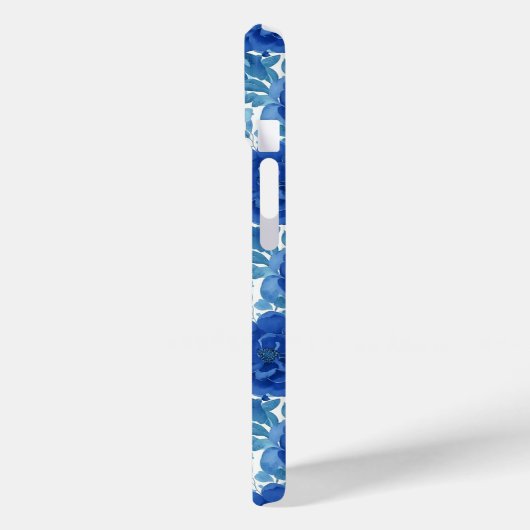 Elegant Blue Floral iPhone Case (Achterkant / Links)