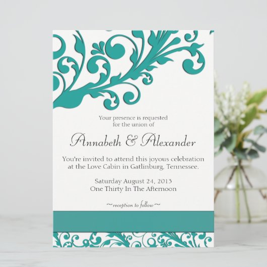 Elegant Blue Floral Kaart (Staand voorkant)