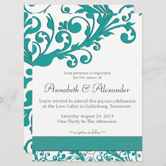 Elegant Blue Floral Kaart (Voorkant / Achterkant)