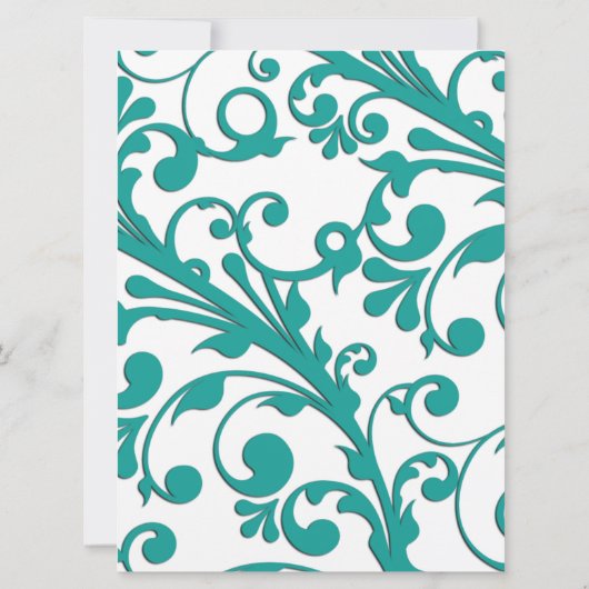 Elegant Blue Floral Kaart (Achterkant)