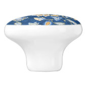 Elegant Blue Floral Keramische Knop (Zijkant)
