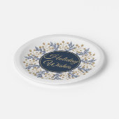 Elegant Blue Floral Kerstfeestay Wishes Papieren Bordje (Gekanteld)