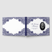 Elegant  Blue Floral Lace Funeral Photo Gastenboek (Volledig)