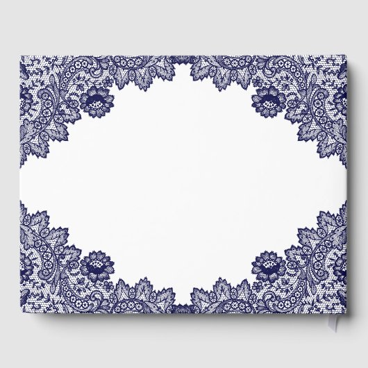 Elegant  Blue Floral Lace Funeral Photo Gastenboek (Achterkant)