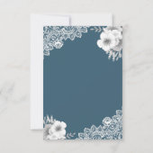 Elegant Blue Floral Lace islamitische moslim RSVP Kaartje (Achterkant)