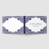 Elegant  Blue Floral Lace Memorial Funeral Gastenboek (Volledig)
