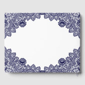 Elegant  Blue Floral Lace Memorial Funeral Gastenboek (Achterkant)