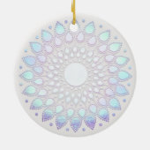 Elegant Blue Floral Lotus Mandala Keramisch Ornament (Achterkant)