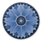 Elegant Blue Floral Lotus Mandala Keramische Knop (Voorkant)