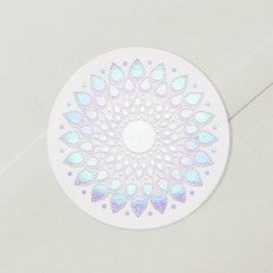 Elegant Blue Floral Lotus Mandala Ronde Sticker