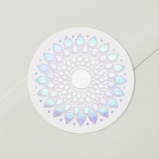 Elegant Blue Floral Lotus Mandala Ronde Sticker