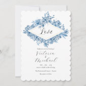 Elegant Blue Floral Love Waterverf Wedding Kaart (Voorkant)