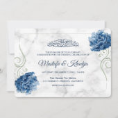 Elegant Blue Floral Marble Islamic Muslim Wedding Kaart (Voorkant)