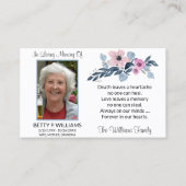 Elegant Blue Floral Memorial Prayer Kaart Visitekaartje (Voorkant)