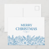 Elegant Blue Floral Merry Christmas Chinoiserie Briefkaart (Voorkant / Achterkant)