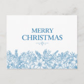 Elegant Blue Floral Merry Christmas Chinoiserie Briefkaart (Voorkant)