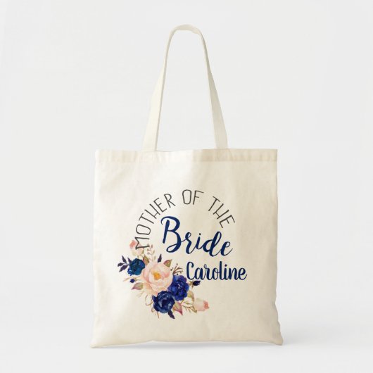 Elegant Blue Floral Moeder van de Bride Canvas tas (Voorkant)