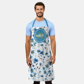 Elegant blue floral monogram schort (Gedragen)