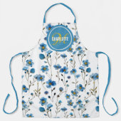Elegant blue floral monogram schort (Voorkant)