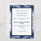 ELEGANT BLUE FLORAL NAVY TRIM WEDING KAART (Voorkant)