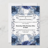 ELEGANT BLUE FLORAL NAVY WEDDING KAART (Voorkant)