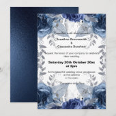 ELEGANT BLUE FLORAL NAVY WEDDING KAART (Voorkant / Achterkant)