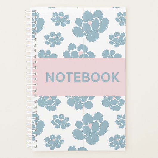 Elegant Blue Floral Notebook Planner (Voorkant)