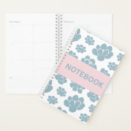 Elegant Blue Floral Notebook Planner