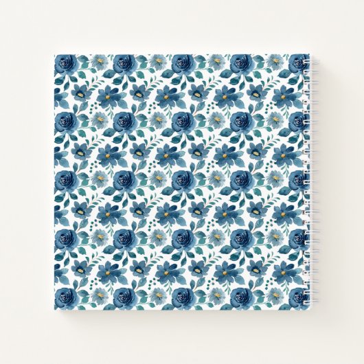 Elegant Blue Floral Notitieboek (Achterkant)