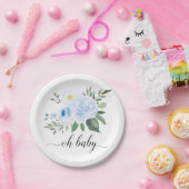 Elegant Blue Floral Oh Baby shower Bord (Feest)