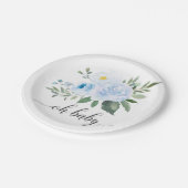 Elegant Blue Floral Oh Baby shower Bord (Gekanteld)