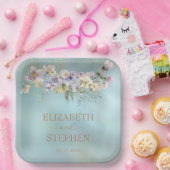 Elegant Blue Floral Paper Bord (Feest)