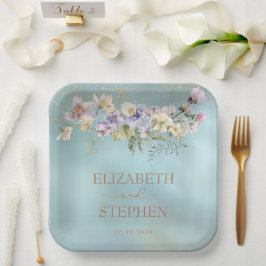 Elegant Blue Floral Paper Bord