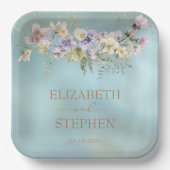 Elegant Blue Floral Paper Bord (Voorkant)