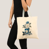 Elegant Blue Floral Parfum Fles Waterverf Tas (Voorkant (product))
