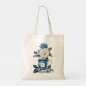 Elegant Blue Floral Parfum Fles Waterverf Tas (Achterkant)