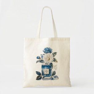 Elegant Blue Floral Parfum Fles Waterverf Tas