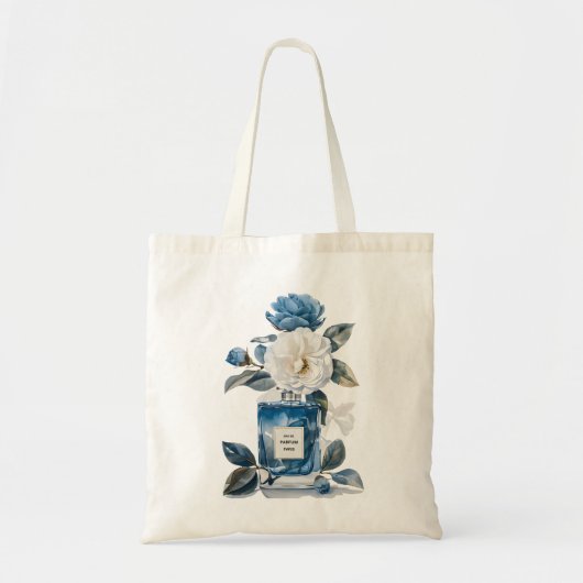 Elegant Blue Floral Parfum Fles Waterverf Tas (Voorkant)