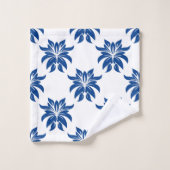 Elegant Blue Floral patroon Bad Handdoek (Wasdoekje)
