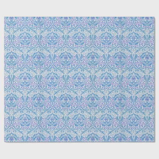 Elegant Blue Floral Pattern Cadeaupapier (Vlak)