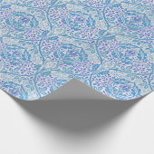 Elegant Blue Floral Pattern Cadeaupapier (Hoek)