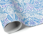 Elegant Blue Floral Pattern Cadeaupapier (Rol Hoek)