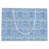 Elegant Blue Floral Pattern Groot Cadeauzakje (Achterkant)