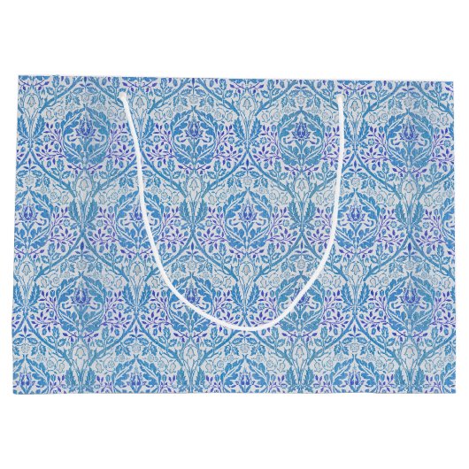 Elegant Blue Floral Pattern Groot Cadeauzakje (Achterkant)