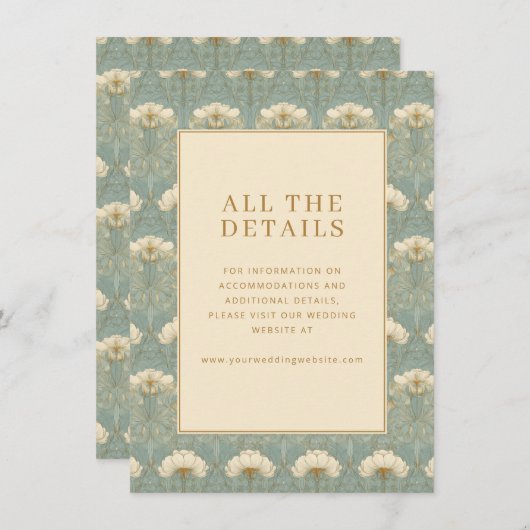 Elegant Blue Floral Pattern Informatiekaartje (Voorkant / Achterkant)