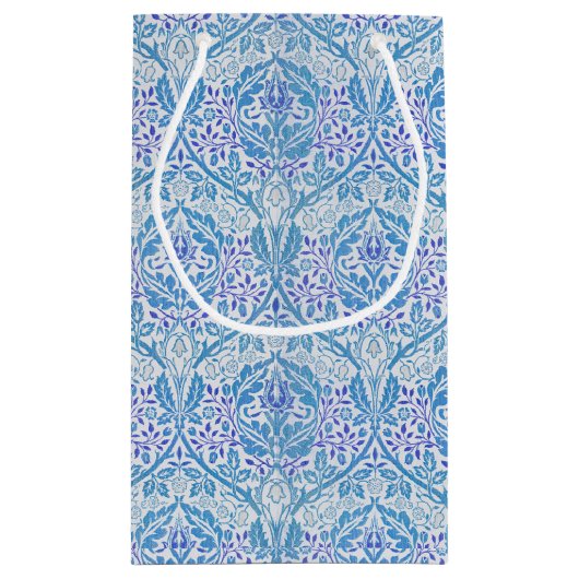 Elegant Blue Floral Pattern Klein Cadeauzakje (Achterkant)
