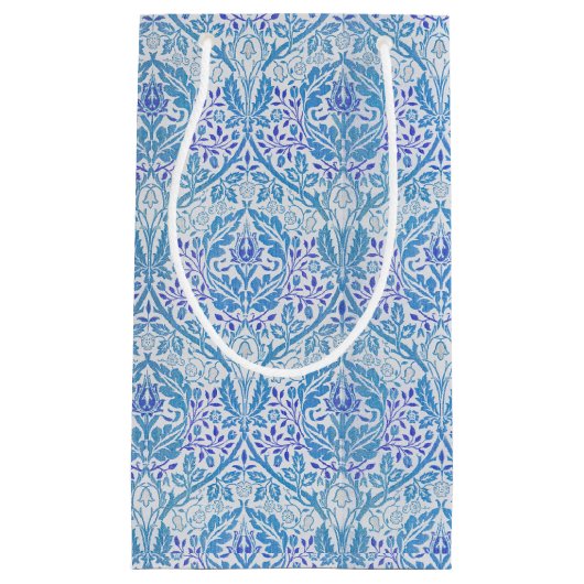 Elegant Blue Floral Pattern Klein Cadeauzakje (Voorkant)
